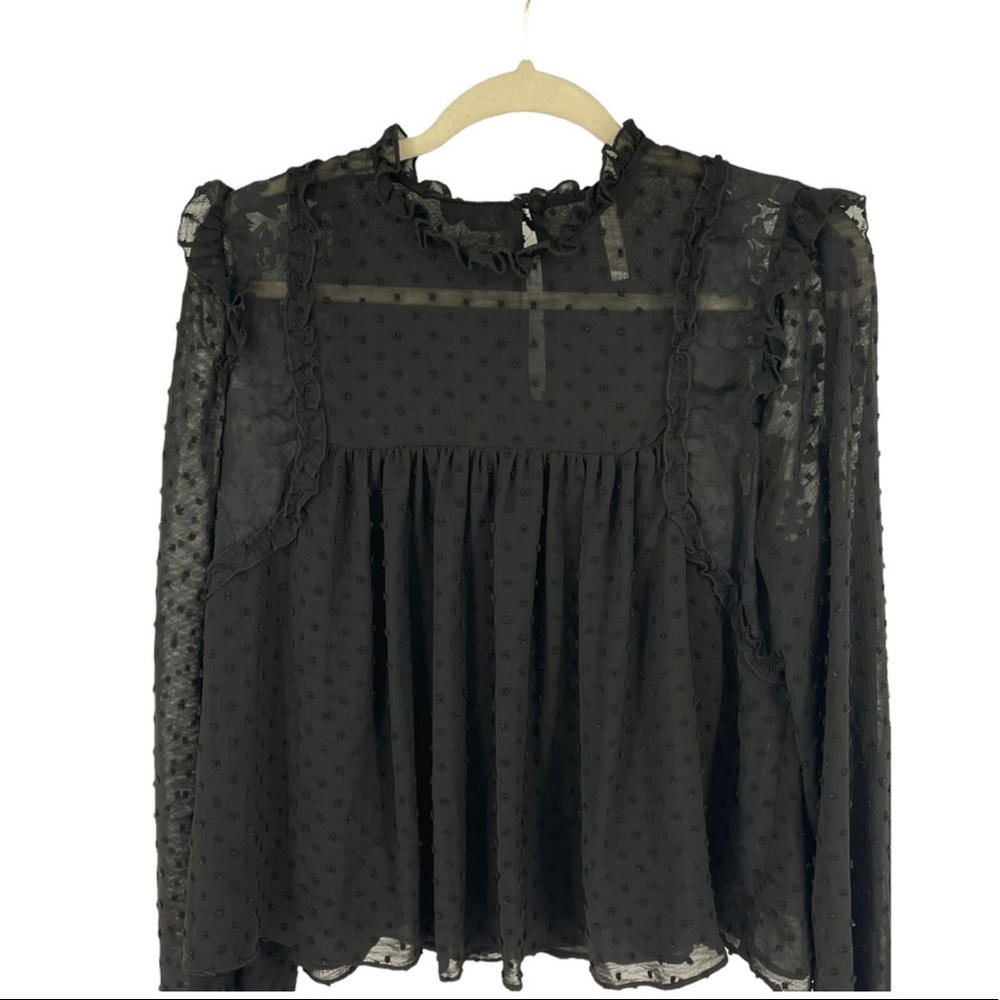 Zara tRAfALUC Womens Blouse Long Sleeve Black XL